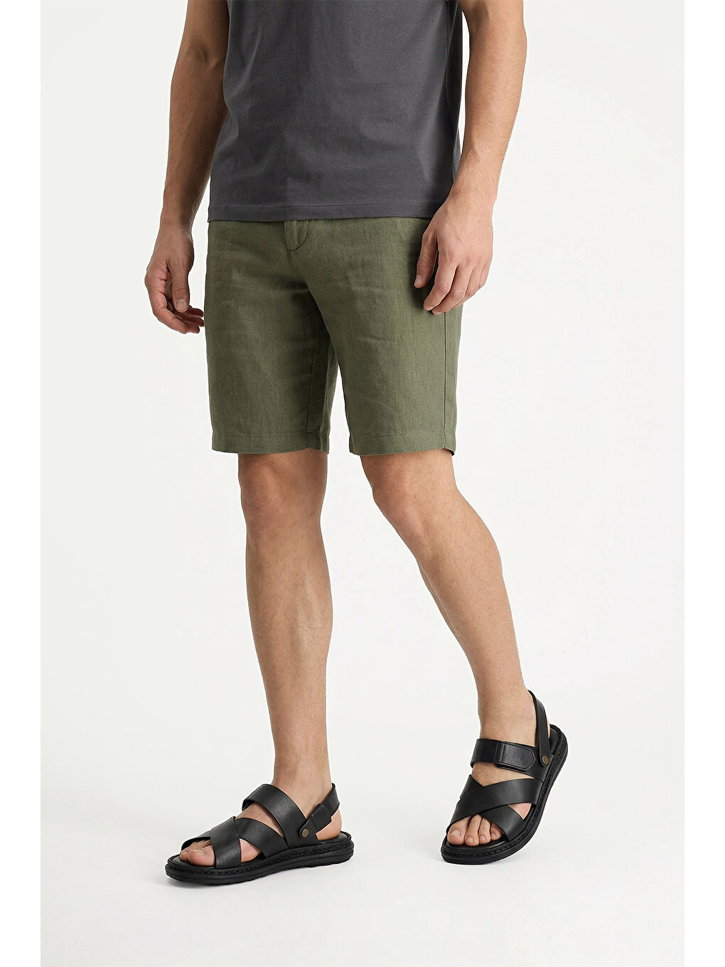 Siyah Erkek SİYAH Hakiki Deri Comfort Sandalet-2