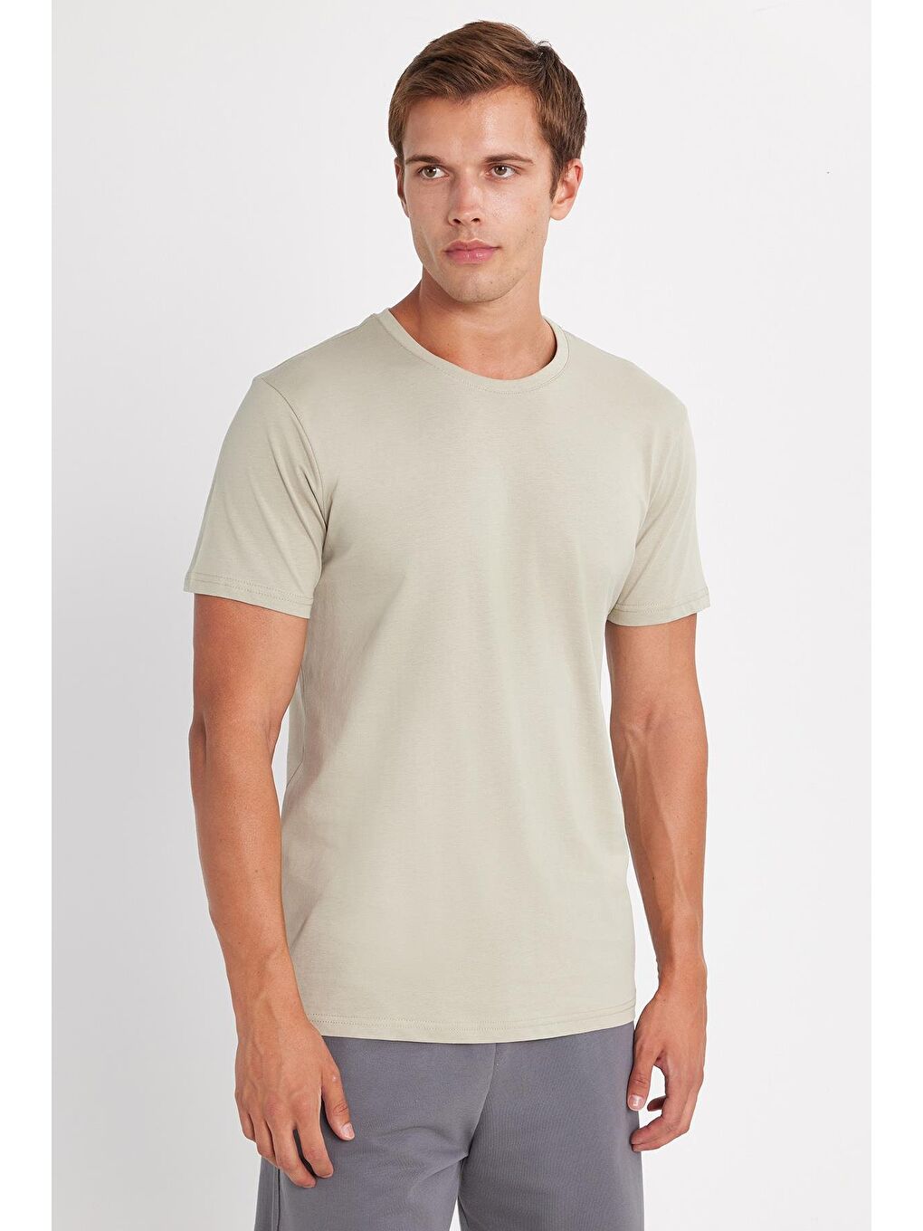 Unisex 5Li Pkt Siyah-Beyaz-Bordo-Çağla-Açık Mavi Slim Fit Dar Kesim %100 Pamuk Bisiklet Yaka Tişört-4