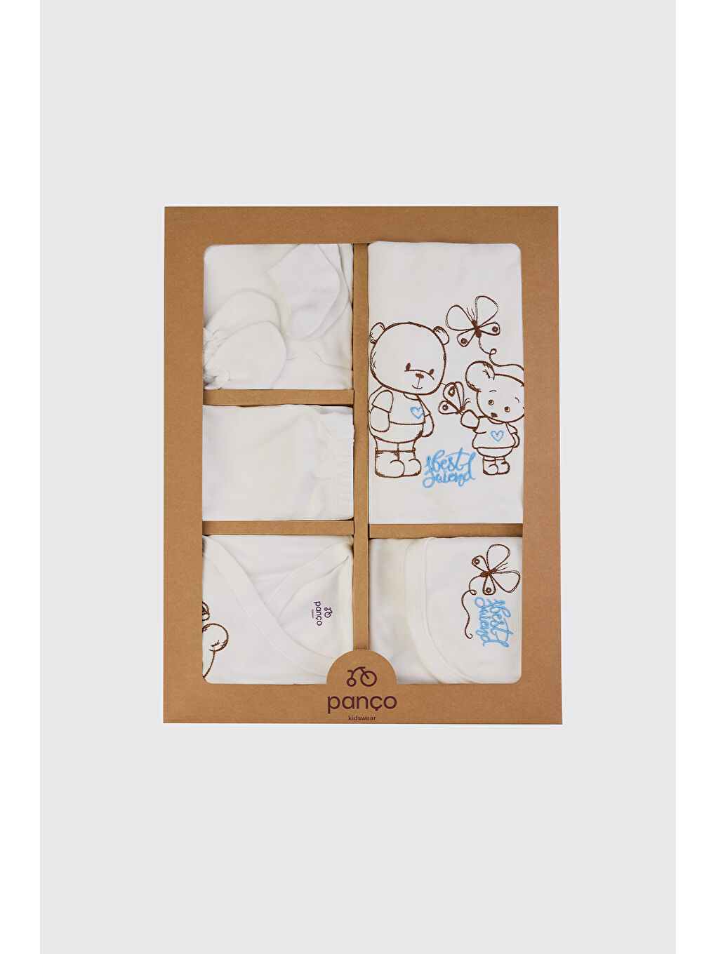 Yenidoğan Ayıcık Detaylı Ekru 10'lu Hastane Çıkış Seti-11