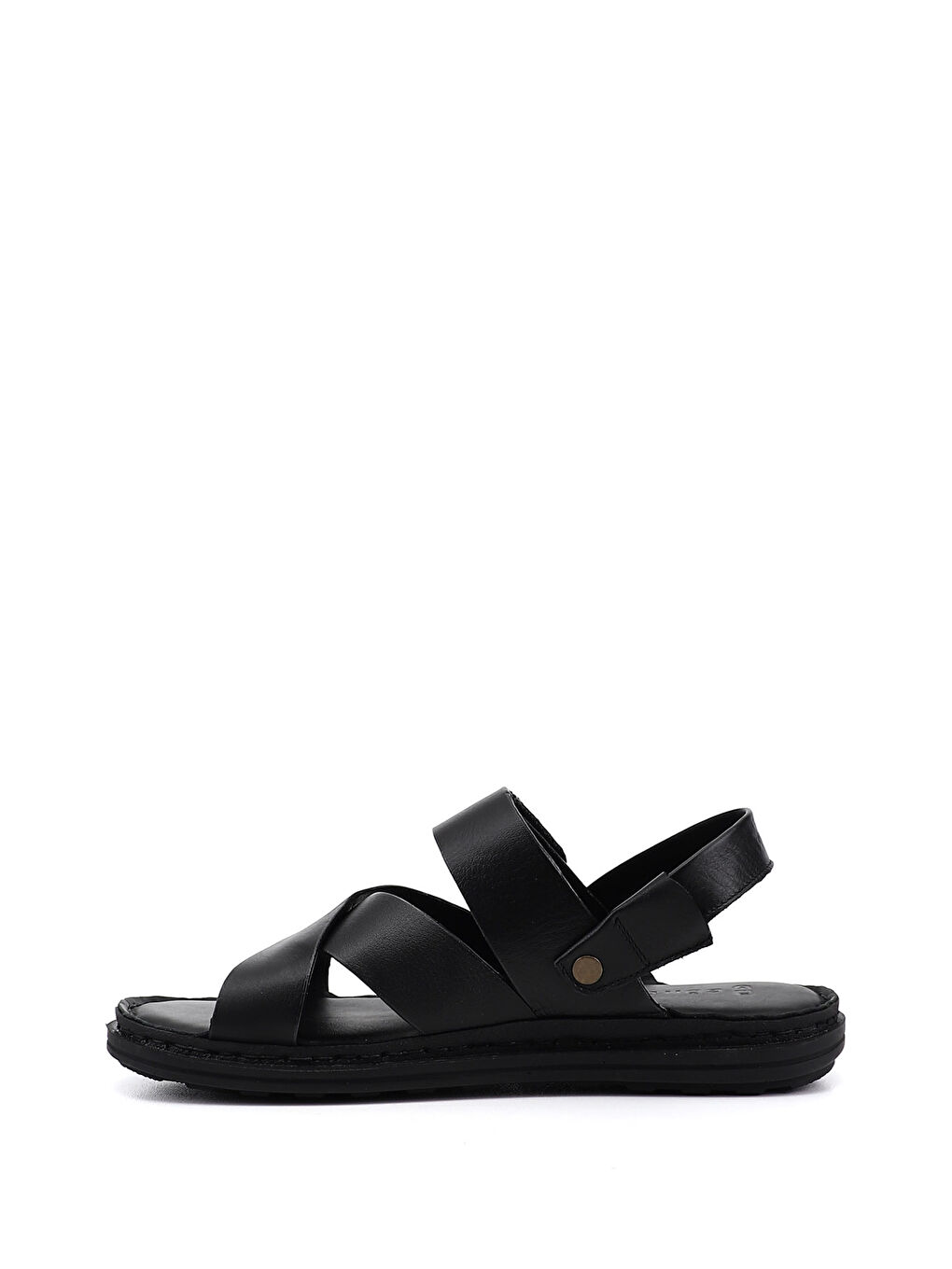 Siyah Erkek SİYAH Hakiki Deri Comfort Sandalet-3