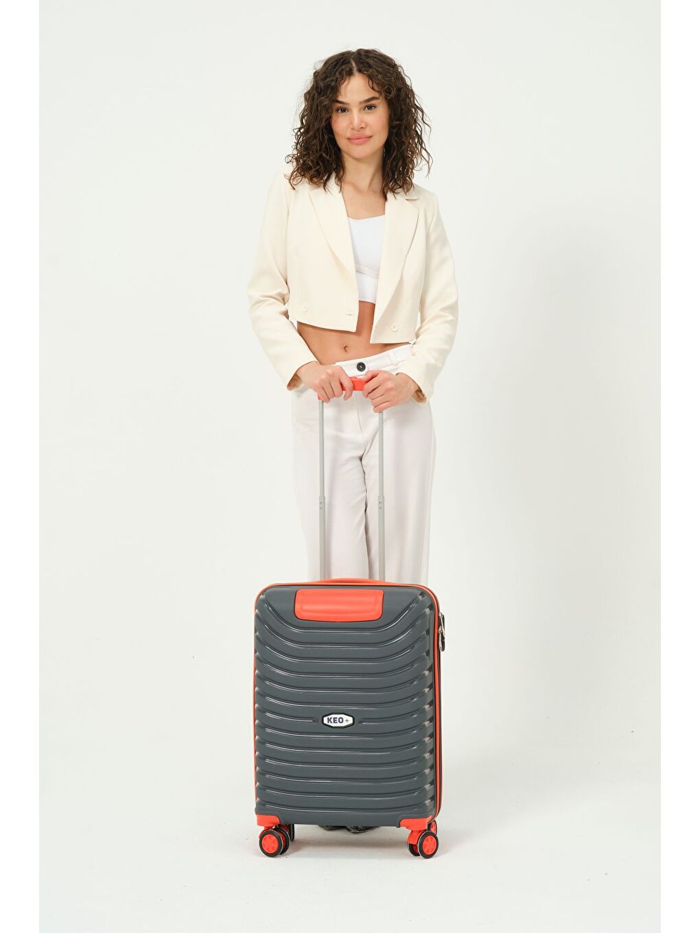 Gri Kabin Boy Füme - Turuncu PP Valiz