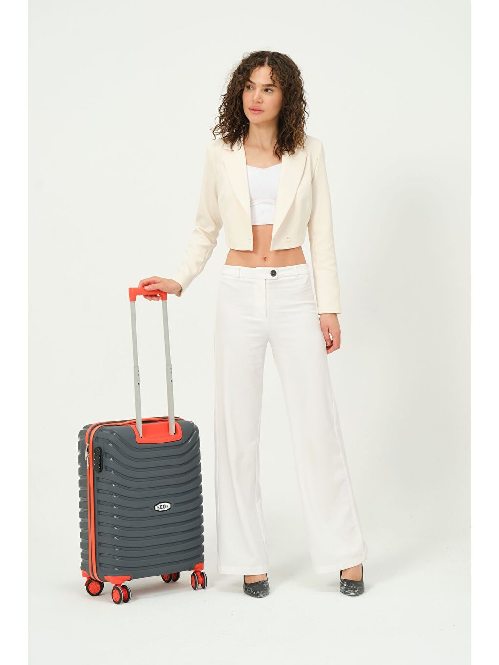 Gri Kabin Boy Füme - Turuncu PP Valiz-1