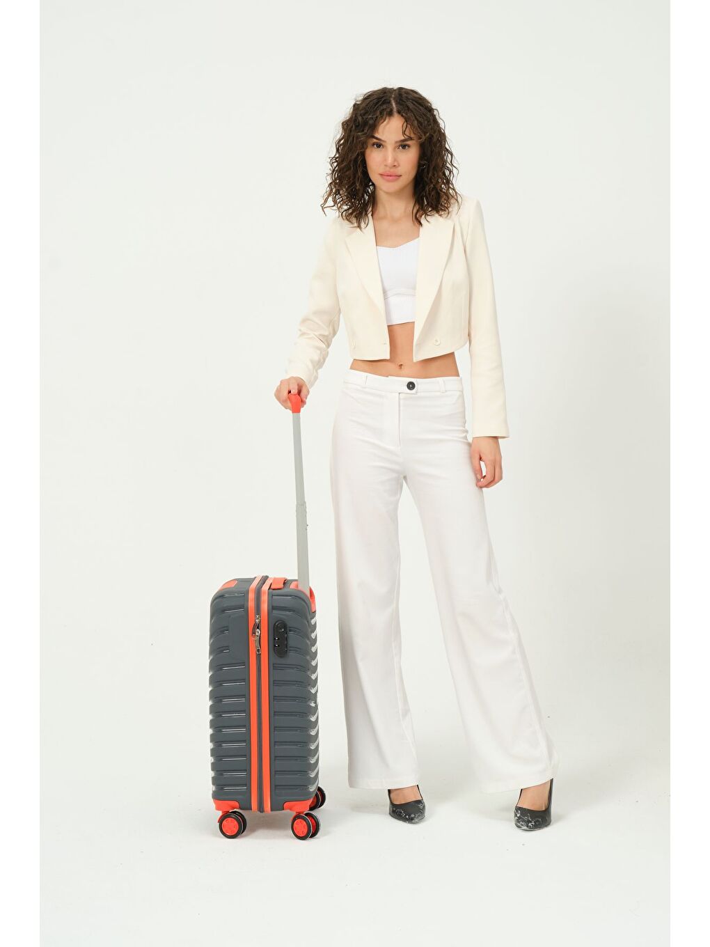 Gri Kabin Boy Füme - Turuncu PP Valiz-2