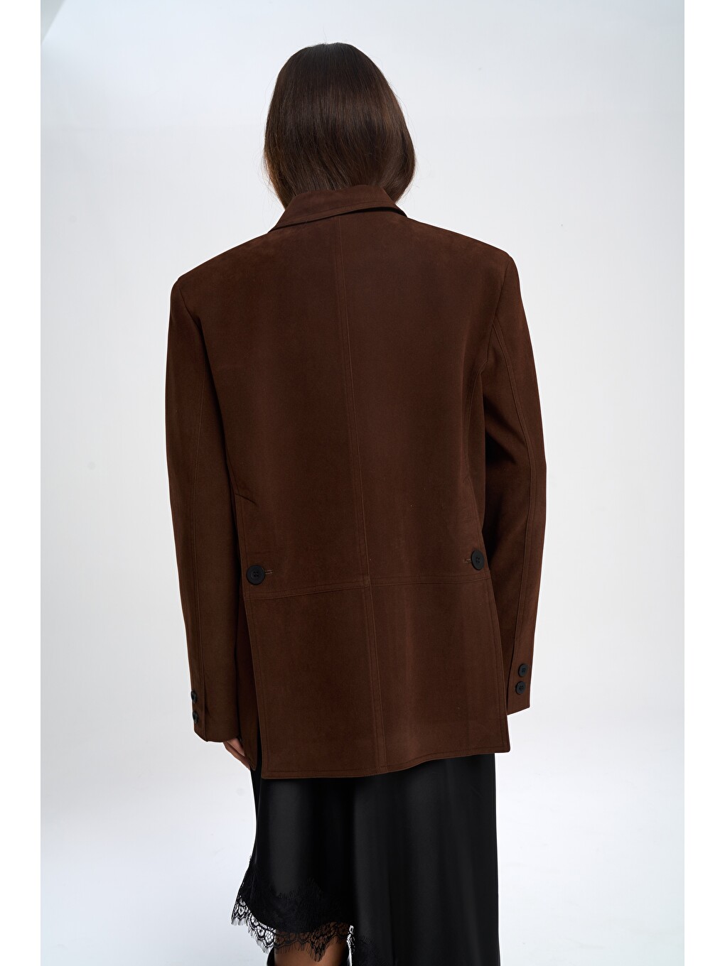 Kahverengi Orsina Yırtmaç Detaylı Kahve Blazer-4