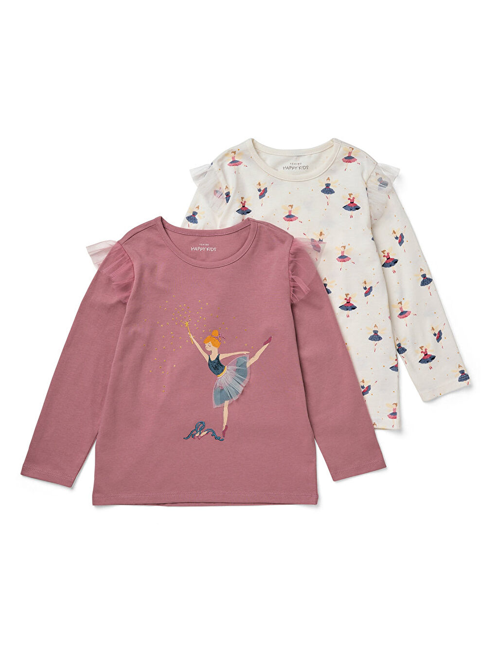 Pembe Çocuk Tişört, Uzun Kol, 2li-2