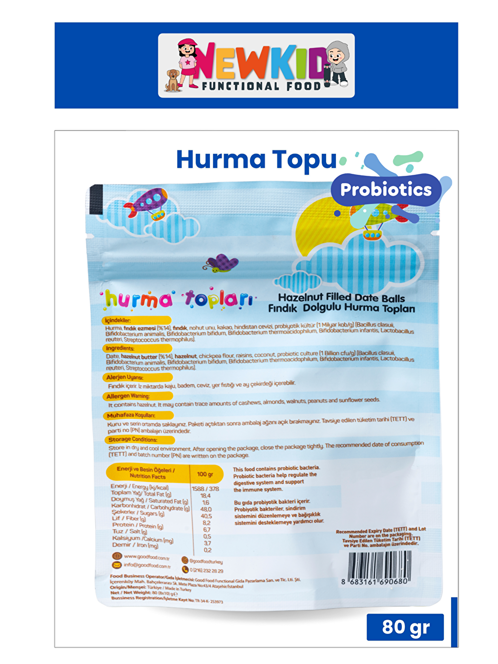 New Kid Fındık Dolgulu Hurma Topları 80 g - 1