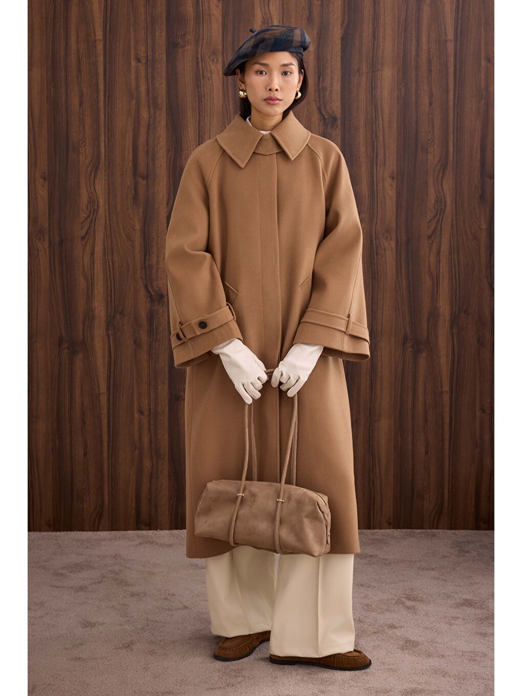 Kahverengi Yaka Detaylı Kaban Camel