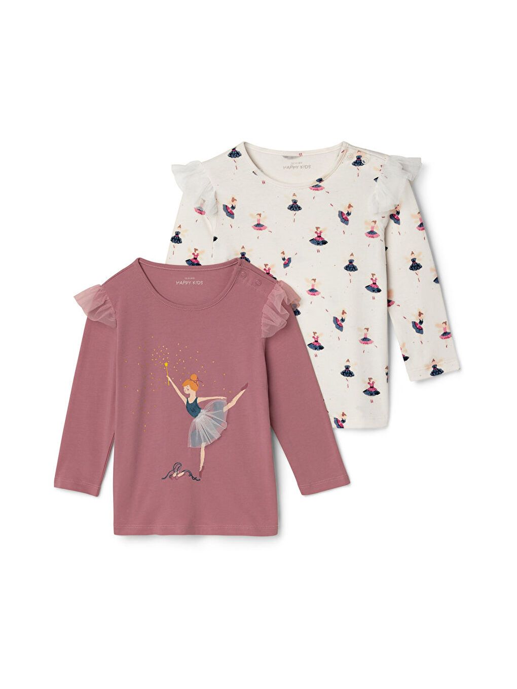 Pembe Çocuk Tişört, Uzun Kol, 2li-4