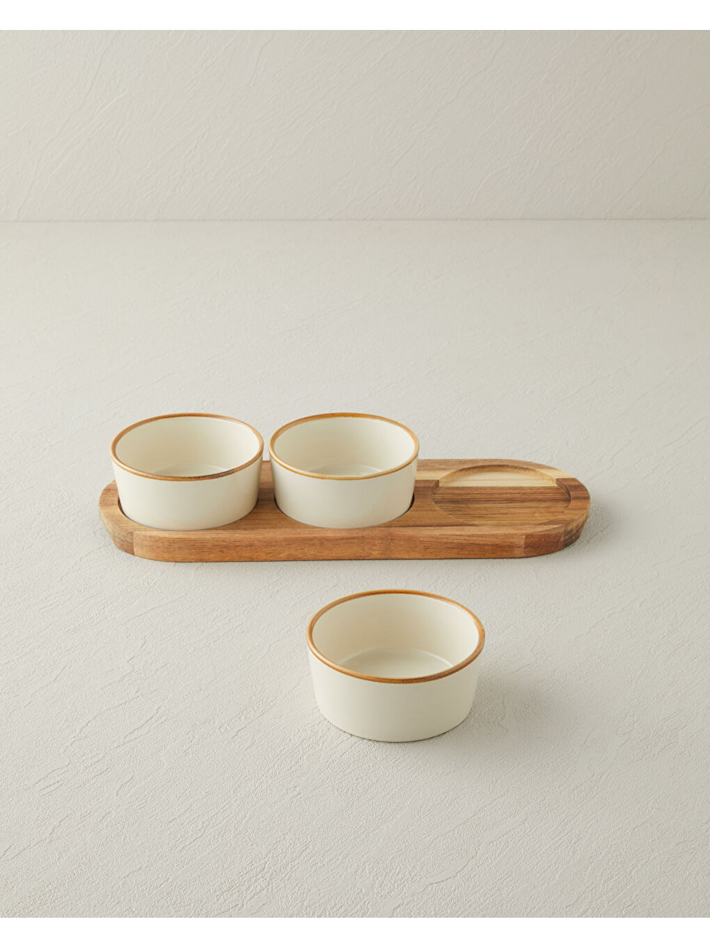 Woodcrest Akasya 4 Parça Sunumluk 10x10 cm Beyaz-Kahverengi-1