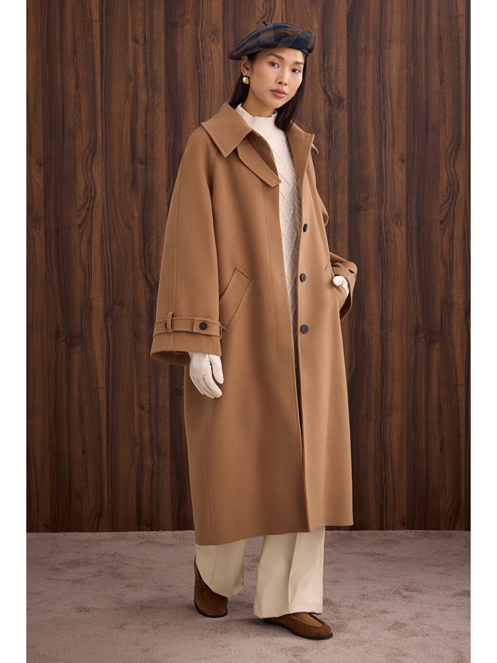 Kahverengi Yaka Detaylı Kaban Camel-1