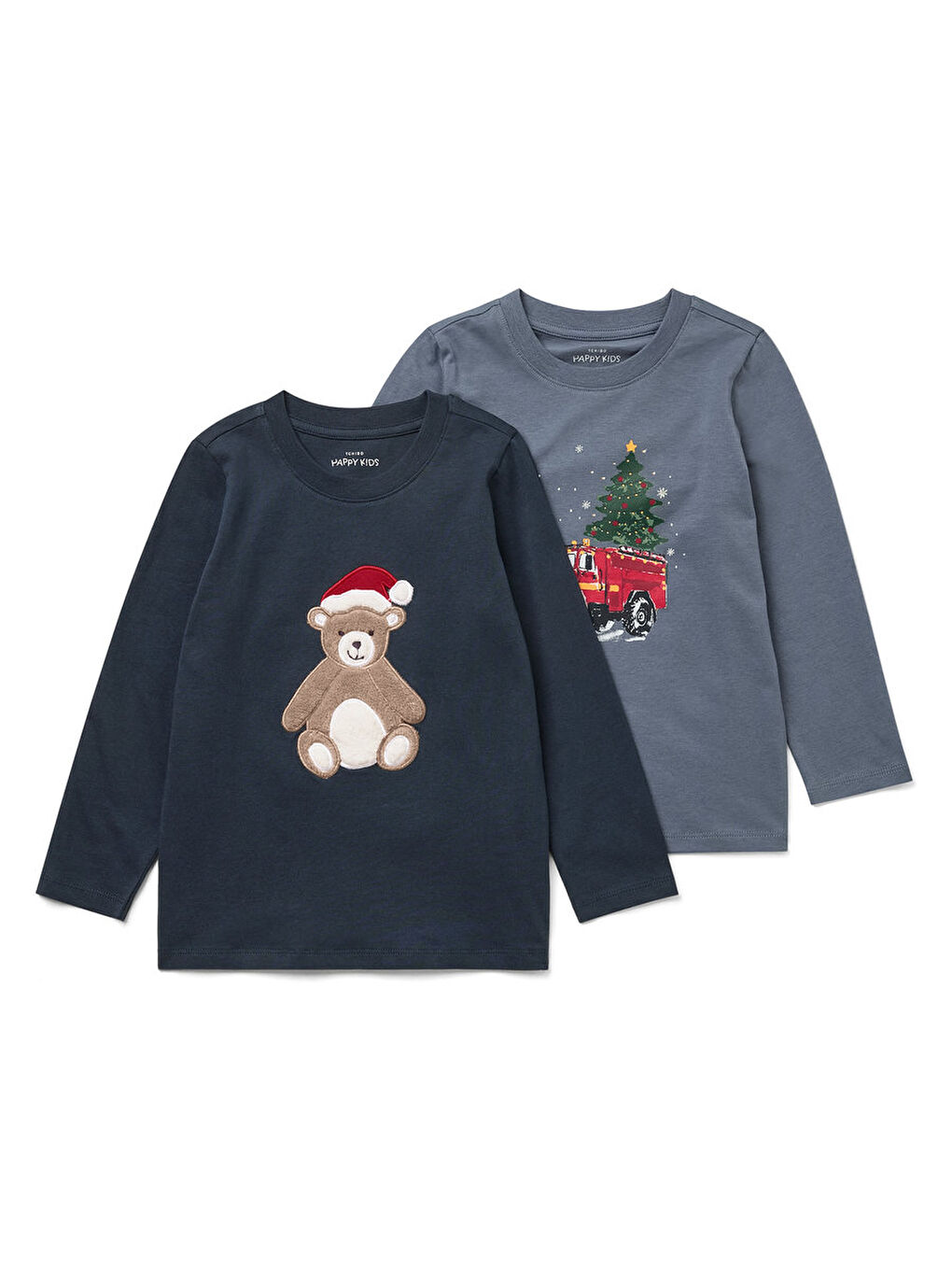 Lacivert Erkek Çocuk Tişört, Uzun Kol, 2li-2
