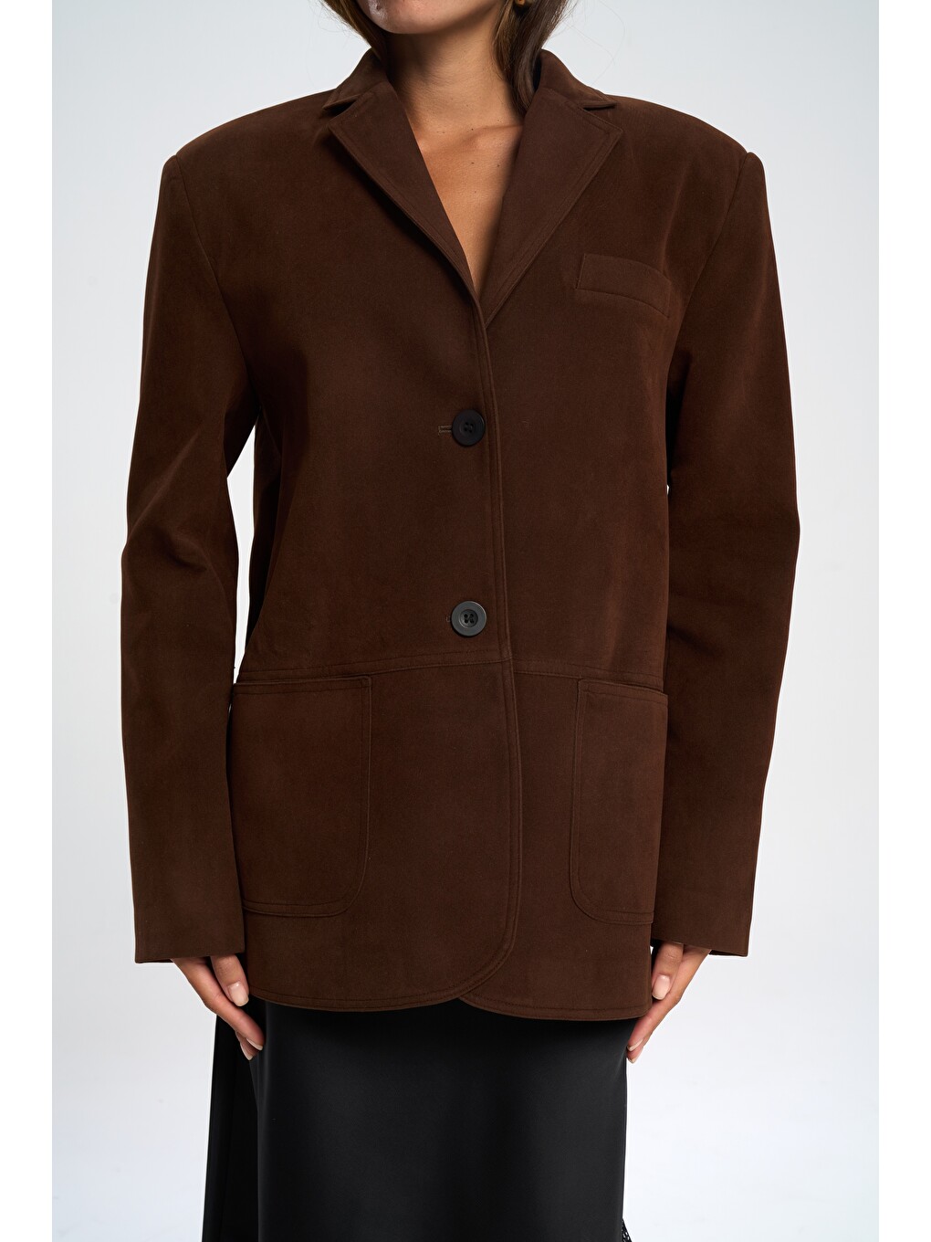Kahverengi Orsina Yırtmaç Detaylı Kahve Blazer-7