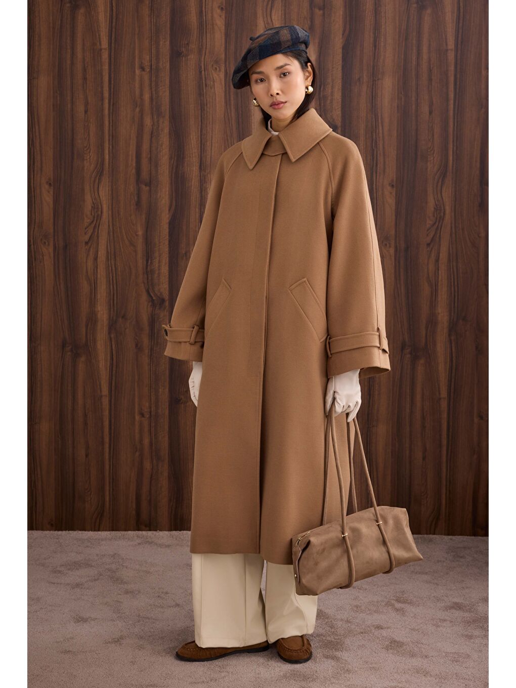 Kahverengi Yaka Detaylı Kaban Camel-3