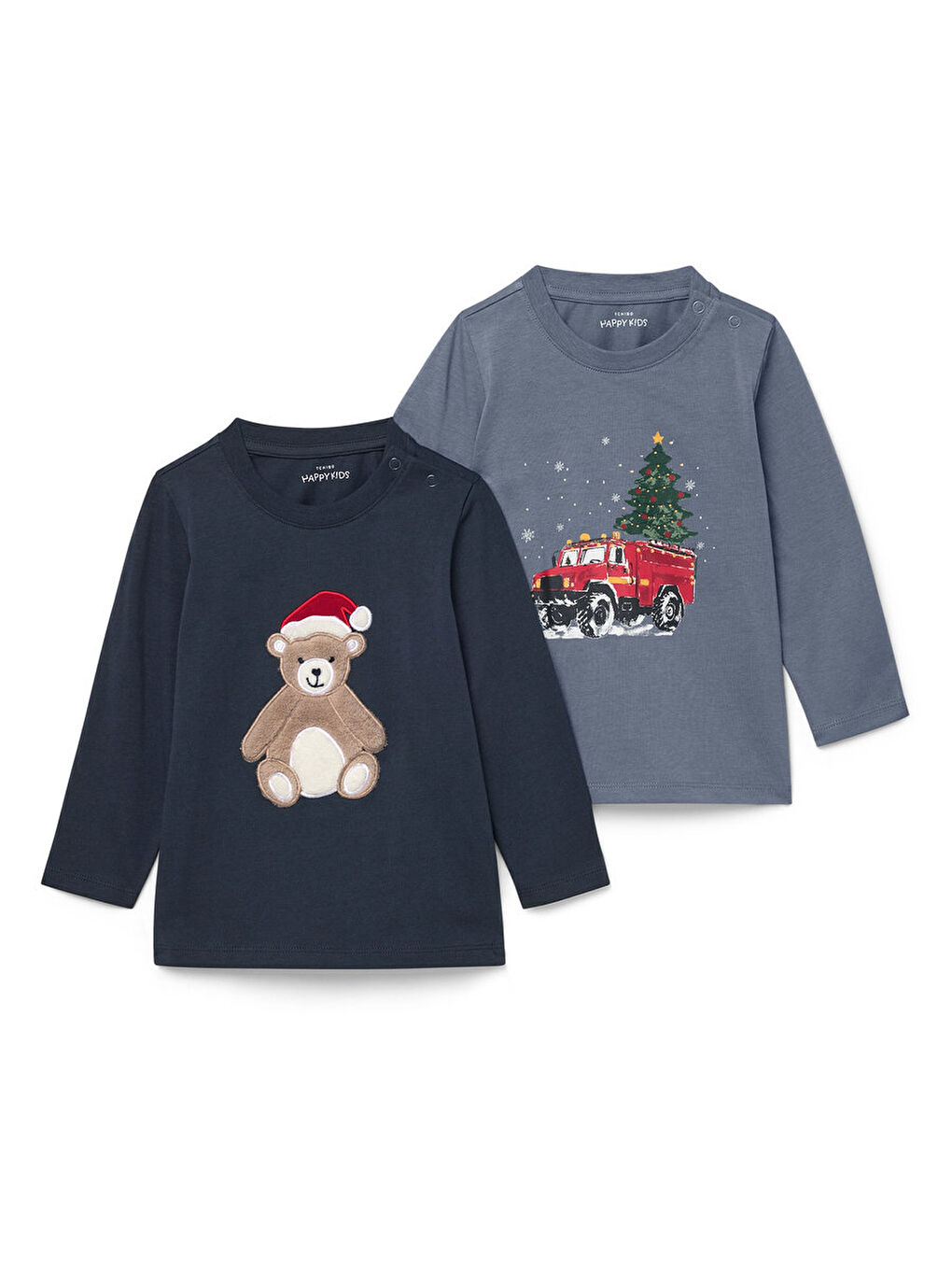 Lacivert Erkek Çocuk Tişört, Uzun Kol, 2li-4