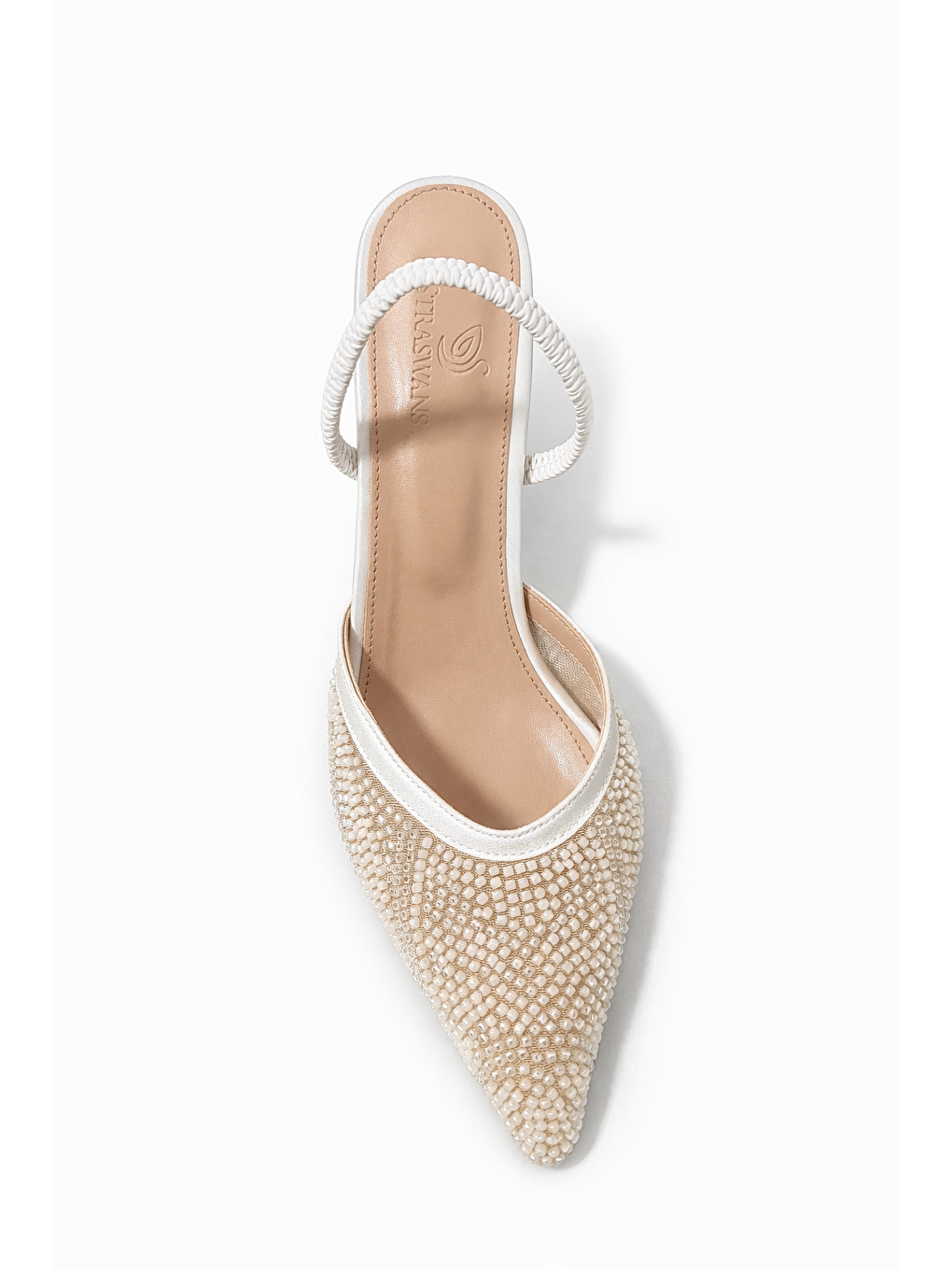Ekru Marsha Kadın Taş Detay Topuklu Ayakkabı Sedef-1