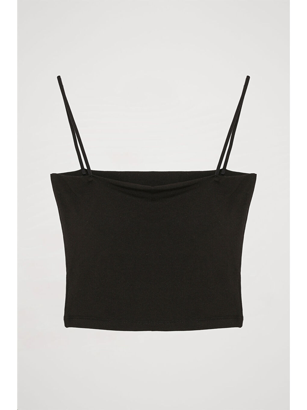 İp Askılı Basic Crop Atlet Siyah