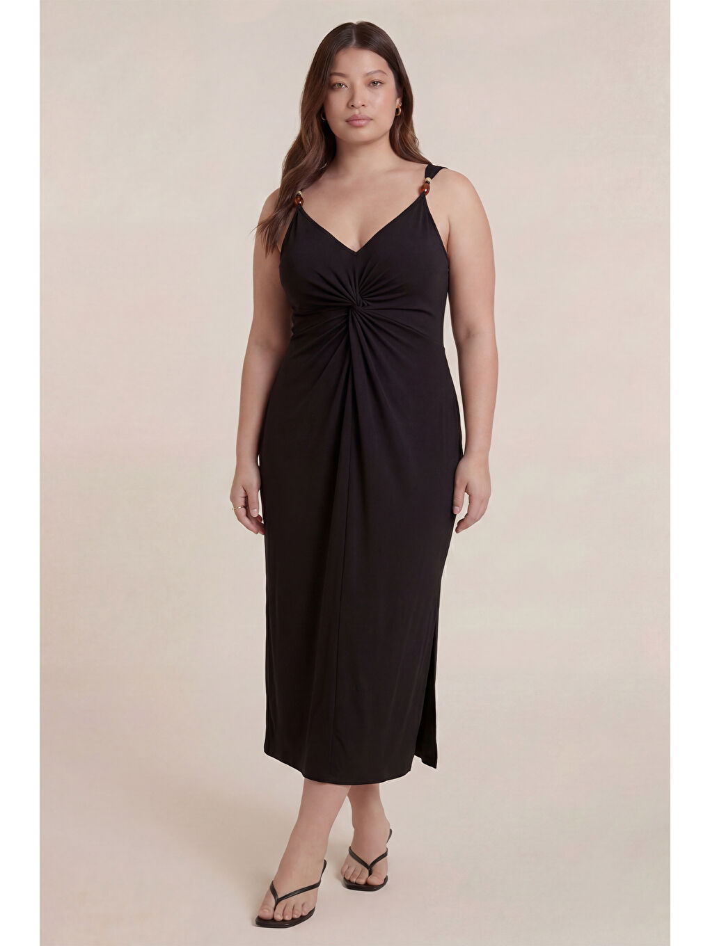 Siyah Toka Detaylı Gipeli Örme Elbise-4