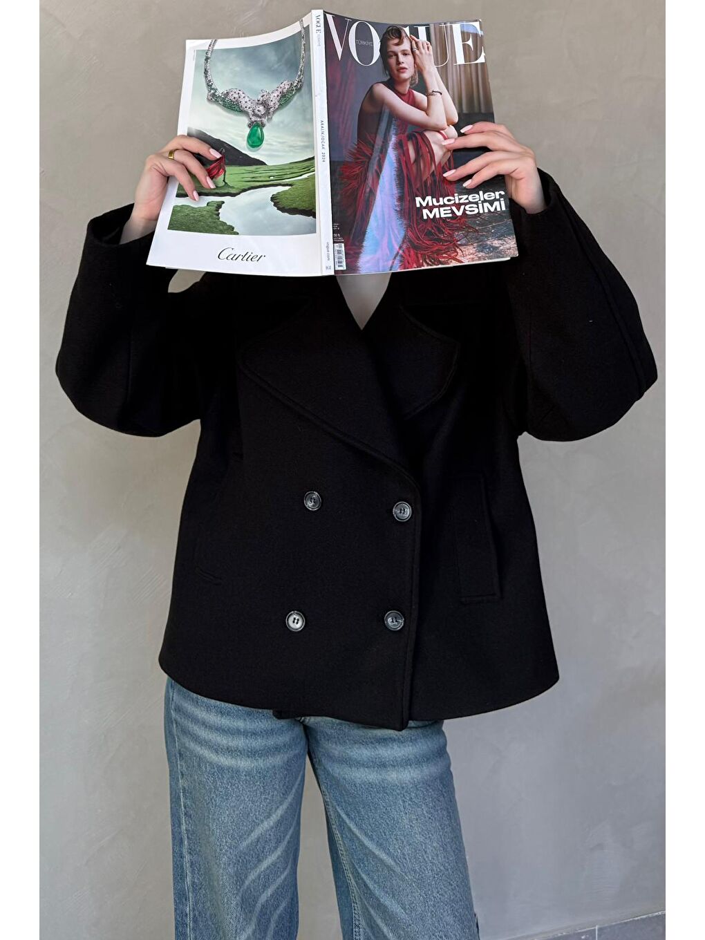Siyah Kısa Kaşe Kadın Kaban Mg2544-4