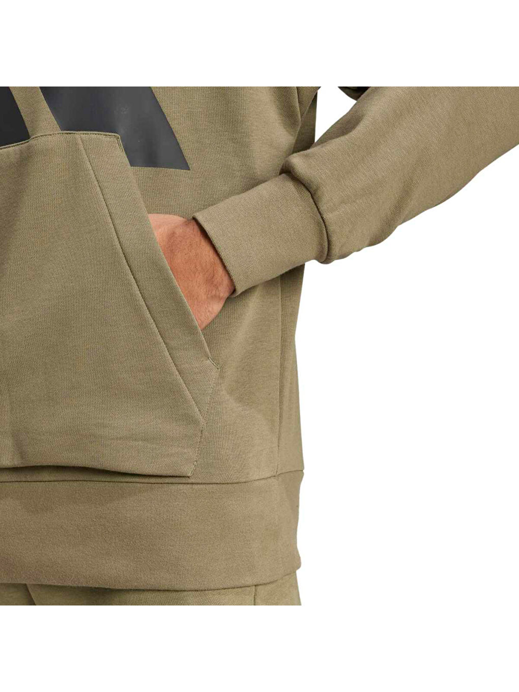 Haki Big Logo Fleece Erkek Kahverengi Kapüşonlu Sweatshirt-2