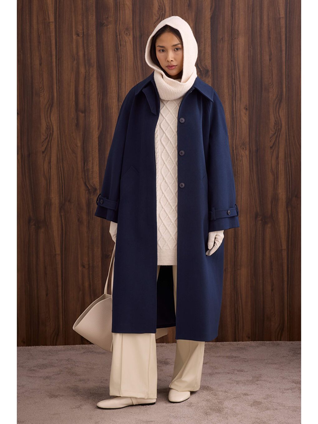 Yaka Detaylı Kaban Koyu Lacivert-3