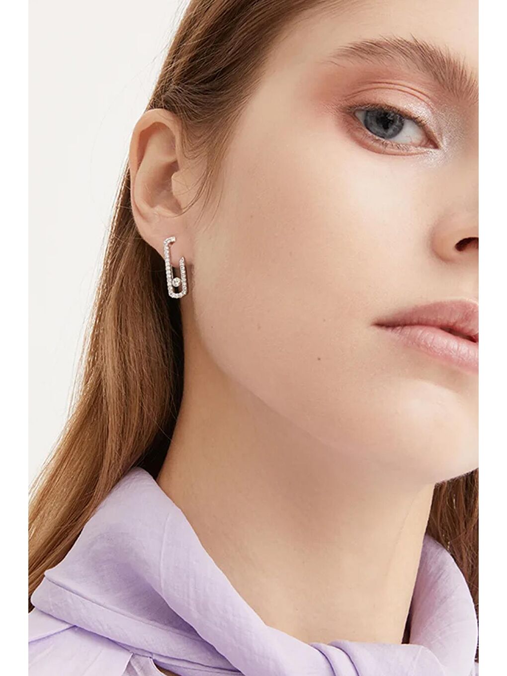 Sarı Mess Uno Zirkon Tektaşlı Ataç Çivi Küpe-1