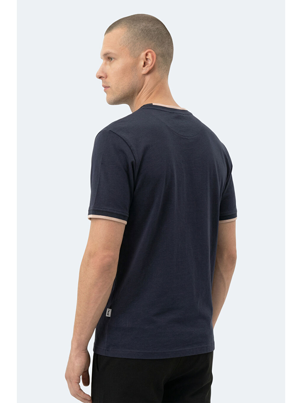 ZAVIER Erkek Pamuklu Lacivert Tişört-4