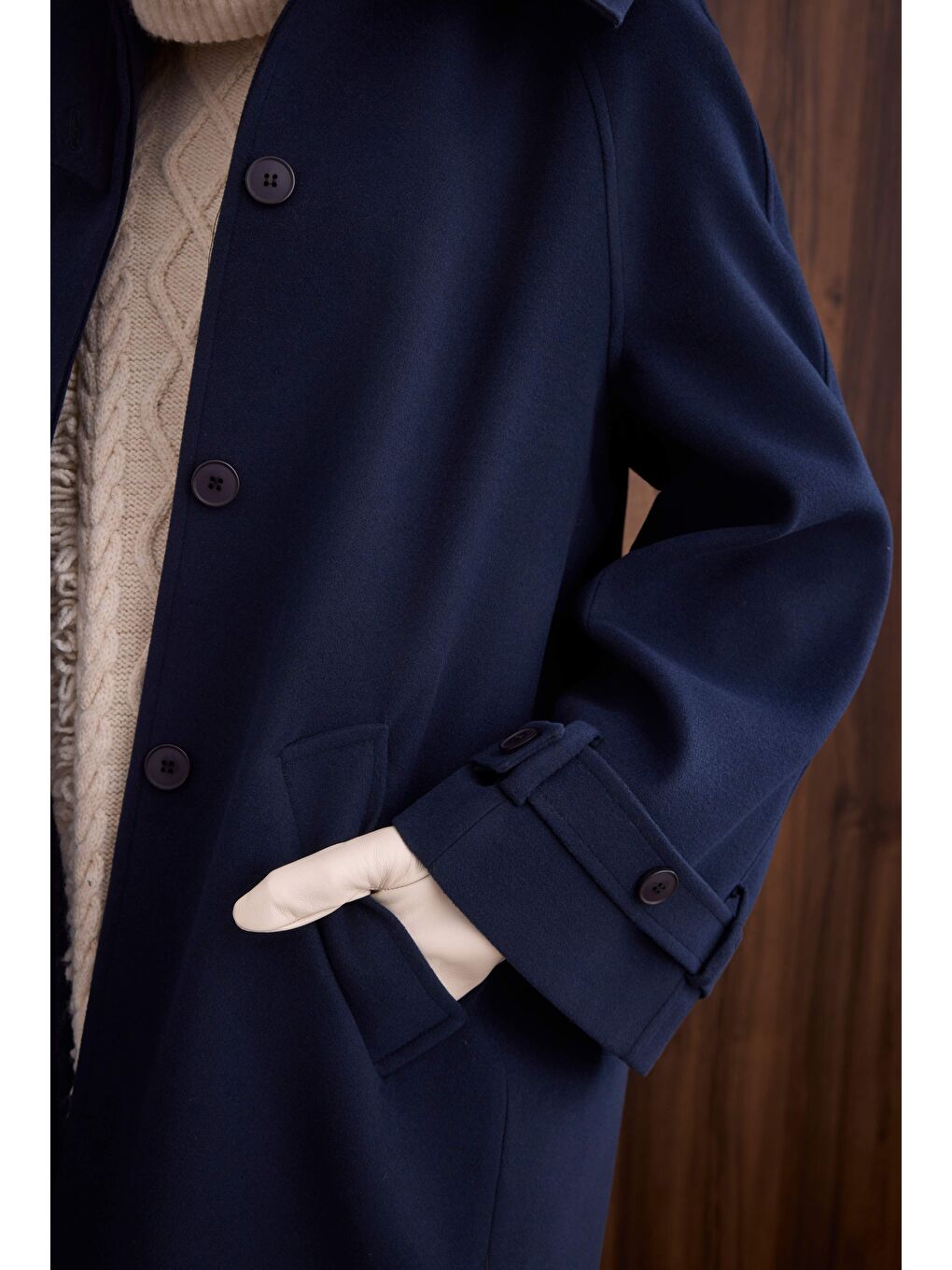 Yaka Detaylı Kaban Koyu Lacivert-4