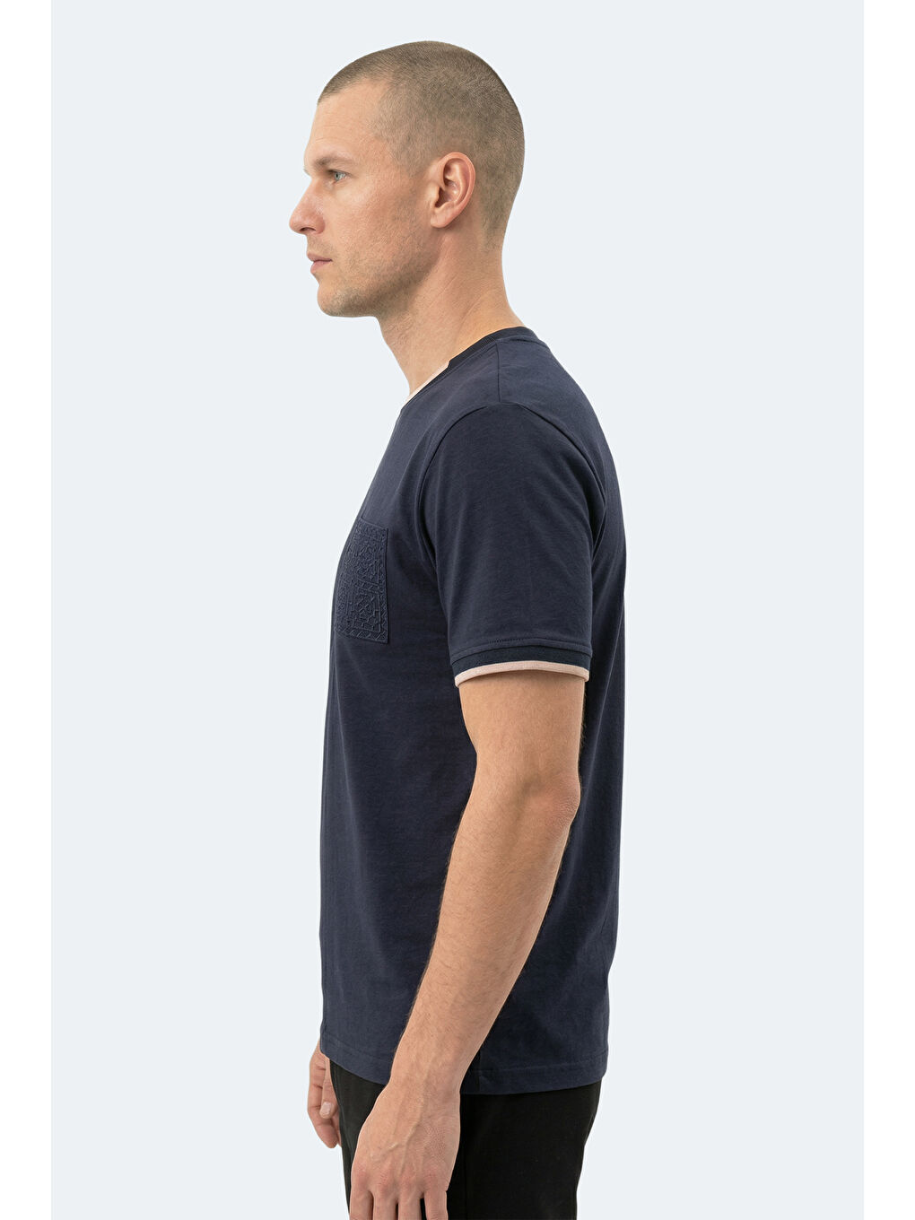 ZAVIER Erkek Pamuklu Lacivert Tişört-5