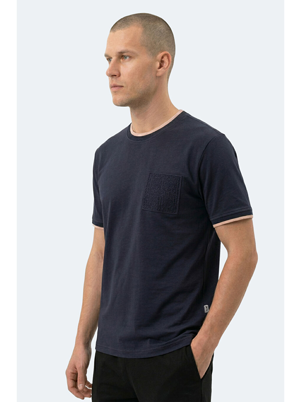 ZAVIER Erkek Pamuklu Lacivert Tişört-6