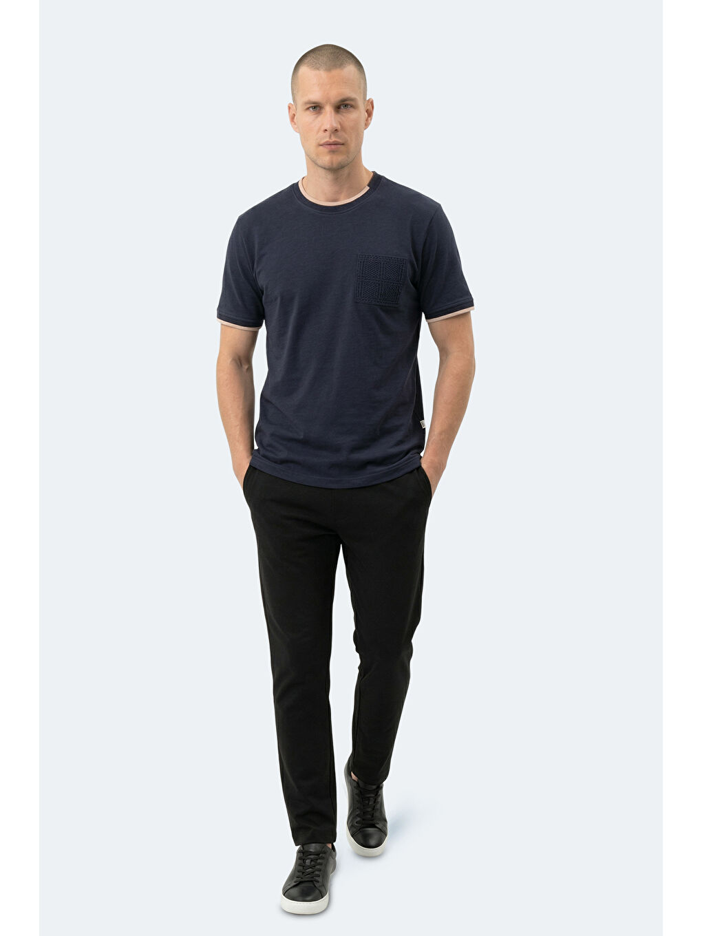 ZAVIER Erkek Pamuklu Lacivert Tişört-7
