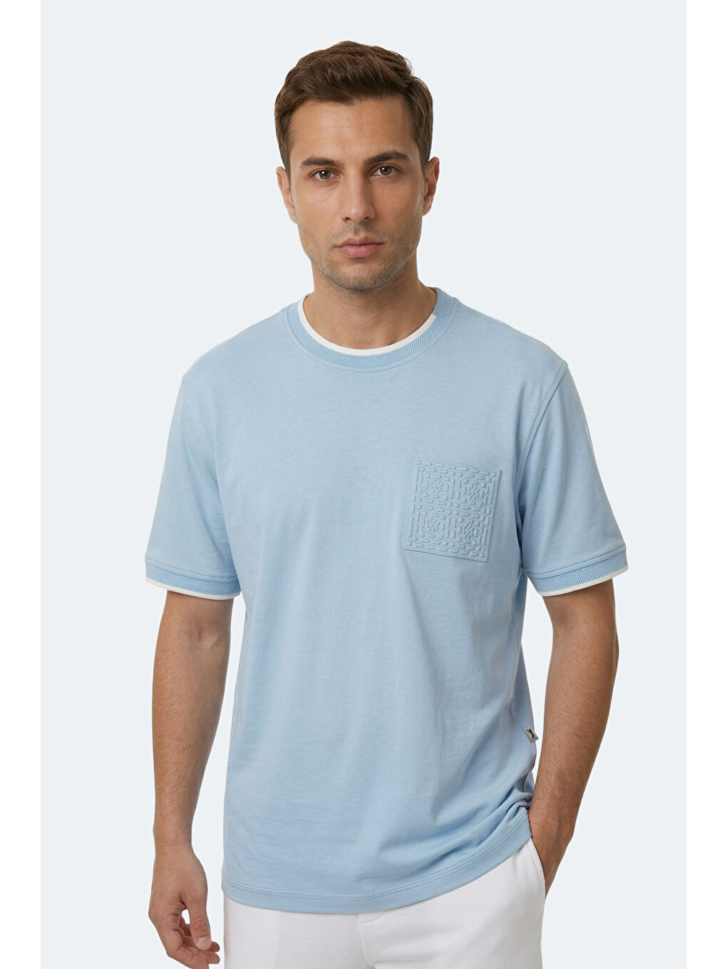 ZAVIER Erkek Pamuklu Mavi Tişört