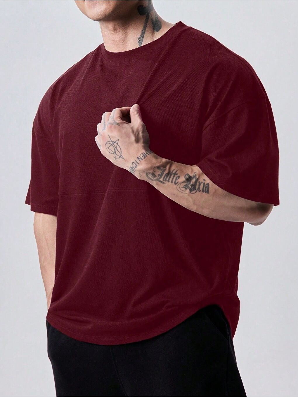 Bordo Genius Erkek Spor Tişört Oversize Fitness & Gym Antrenman Tişörtü-2