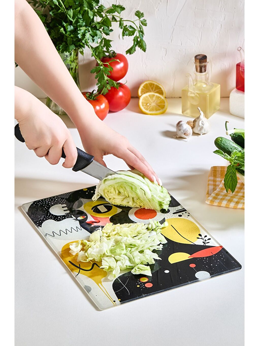 Karışık Future Cam Kesme Tahtası - 25x35 - Isıya Dayanıklı Kırılmaz Kesme Tahtası-1