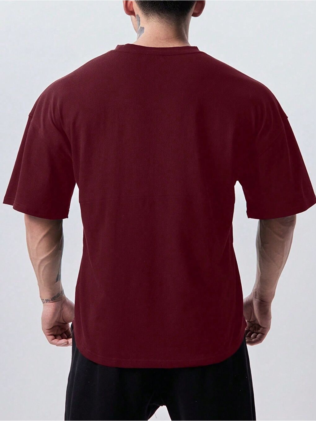 Bordo Genius Erkek Spor Tişört Oversize Fitness & Gym Antrenman Tişörtü-3