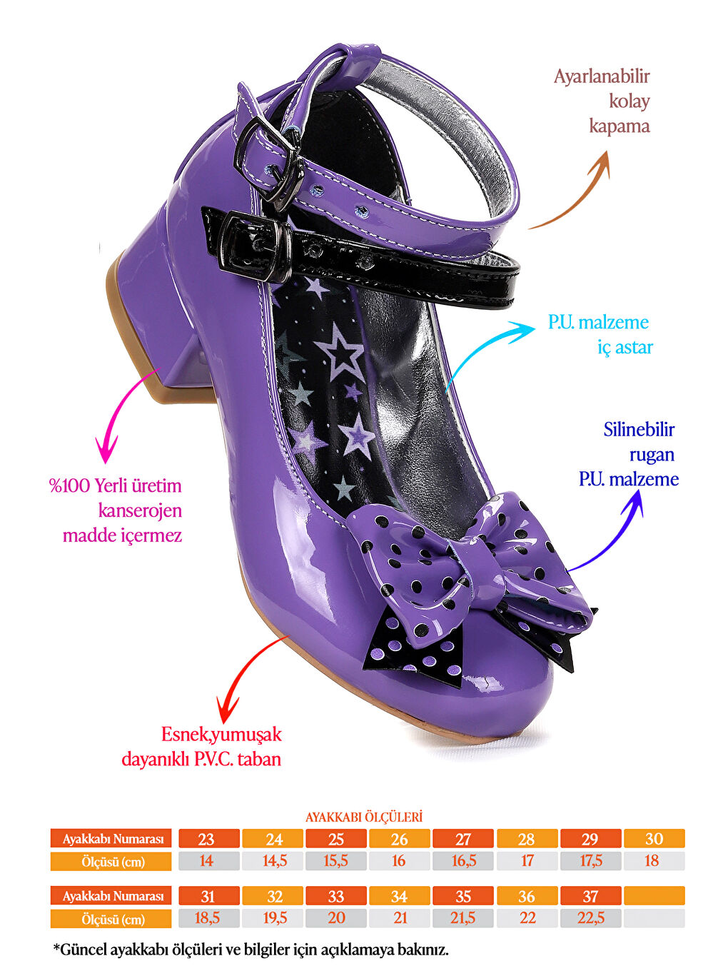 Mor Star Fiyonklu Kız Çocuk Topuklu Abiye Ayakkabı-1