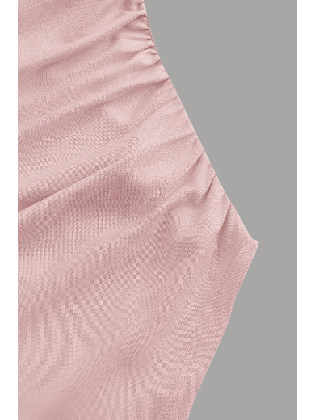 Kadın Pembe Elastanlı Drapeli Uzun İspanyol Kollu Crop Bluz-2