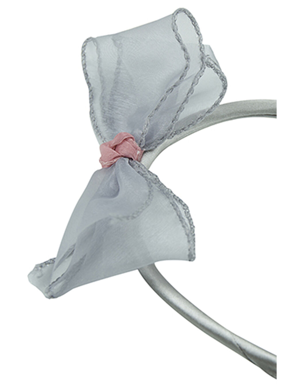 Kız Çocuk Tül Fiyonklu Gri Toka-Taç Seti-3