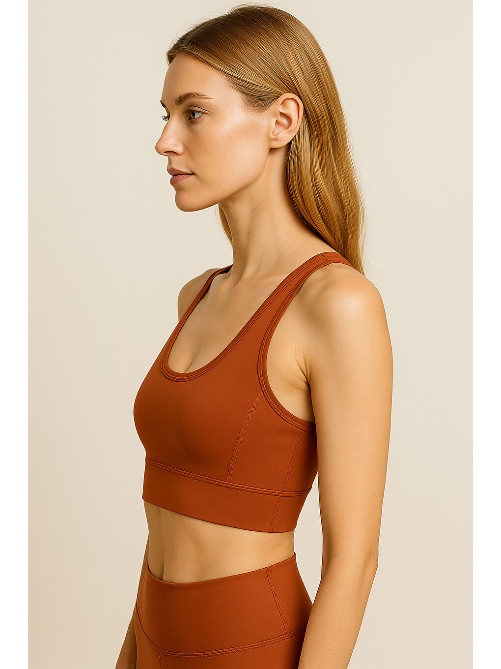 Kahverengi Kalın Askılı Toparlayıcı Spor Büstiyer-1