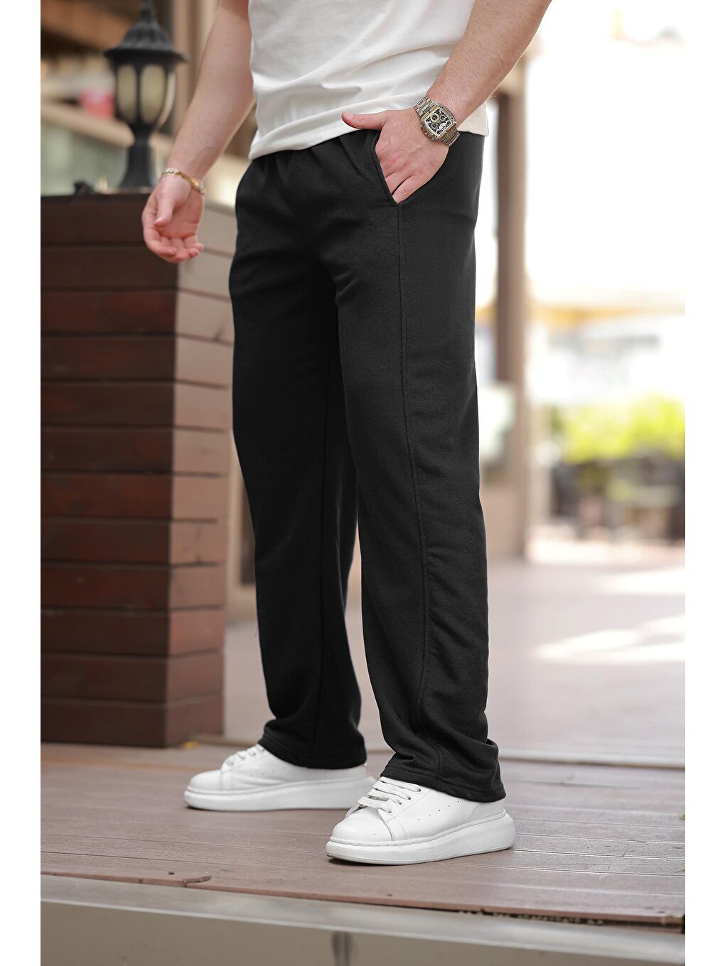 Siyah Rahat Kesim Erkek Eşofman Altı E6560-1