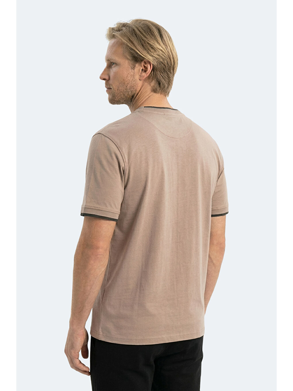 Kahverengi ZAVIER Erkek Pamuklu Kahve Tişört-4