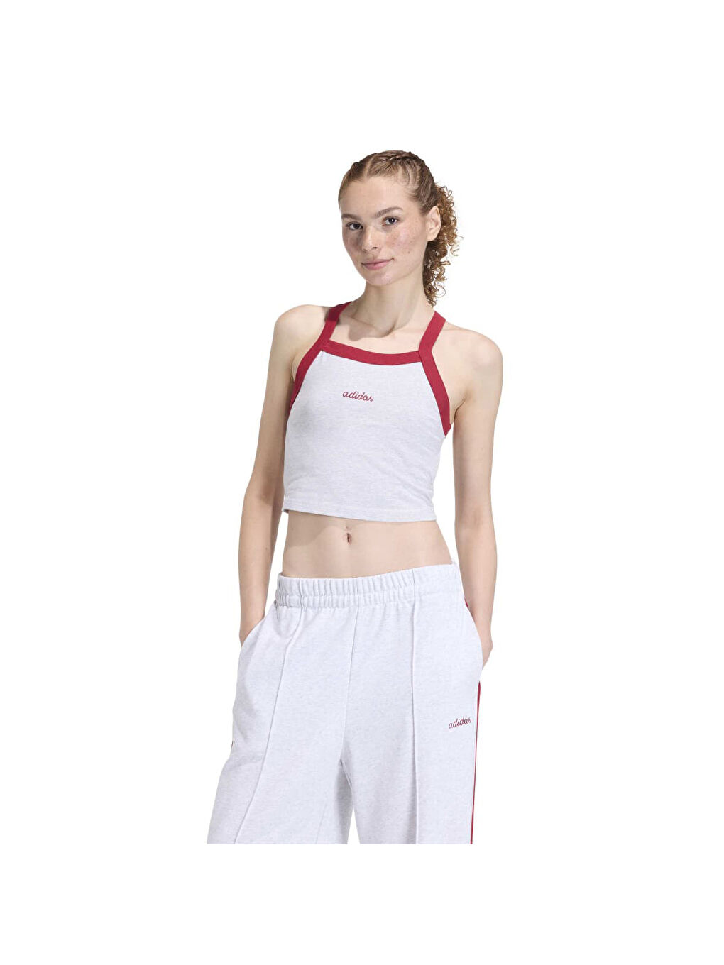 Seasonal Essentials Colorpop Embroidered Graphic Kadın Gri Yuvarlak Yaka Atlet