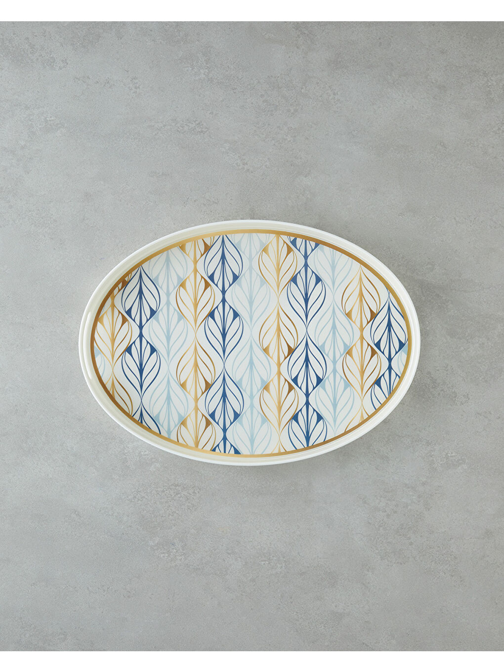 Golden Harmony PP Kaydırmaz Tepsi 42x30 cm Lacivert – Gold