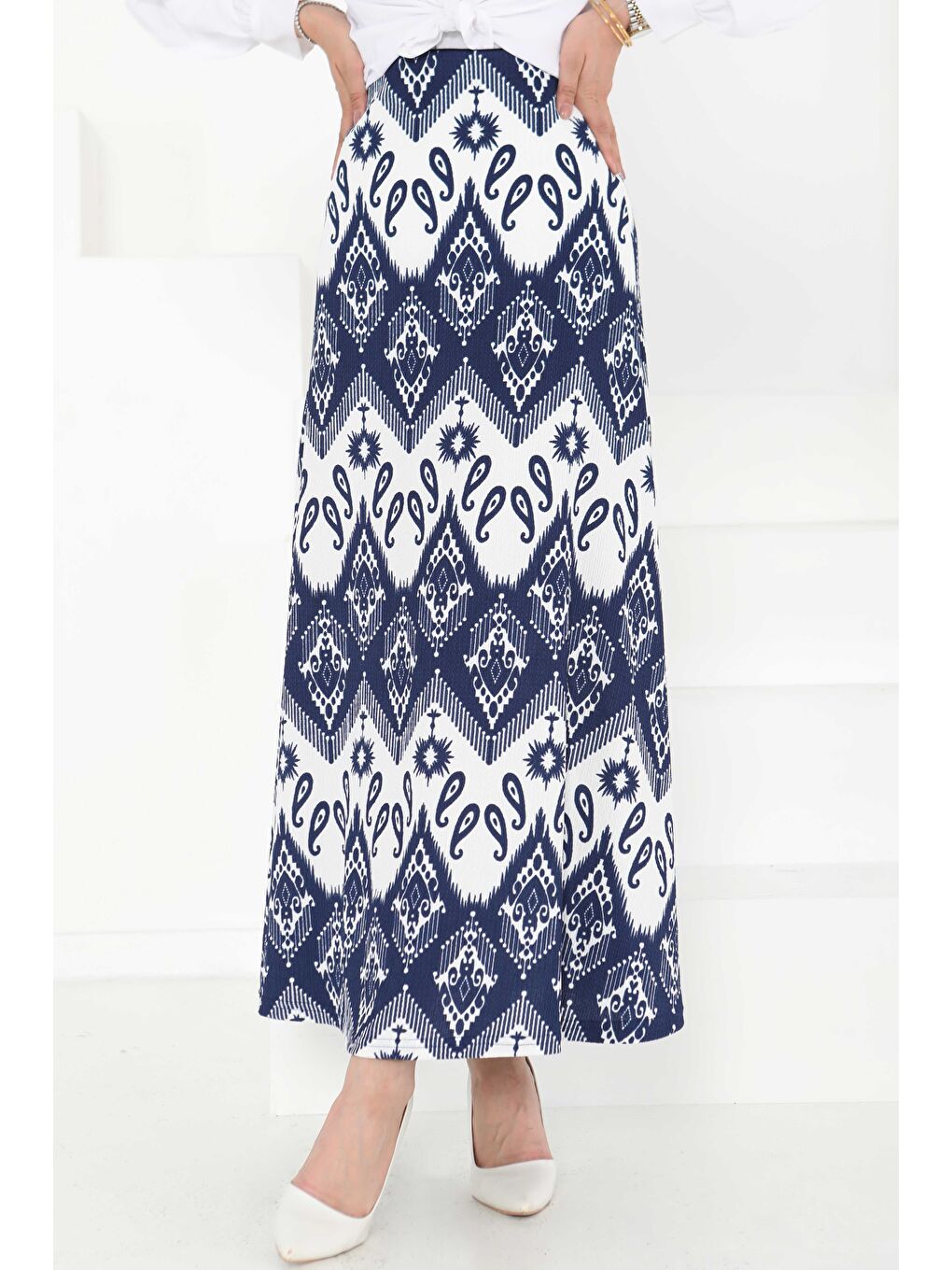 Desenli Kiloş Etek Lacivert - 27130-4