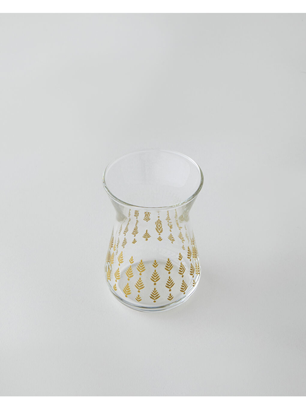Renksiz Gold Leaves Cam 6'lı Çay Bardağı 132 ml Şeffaf-Gold-2