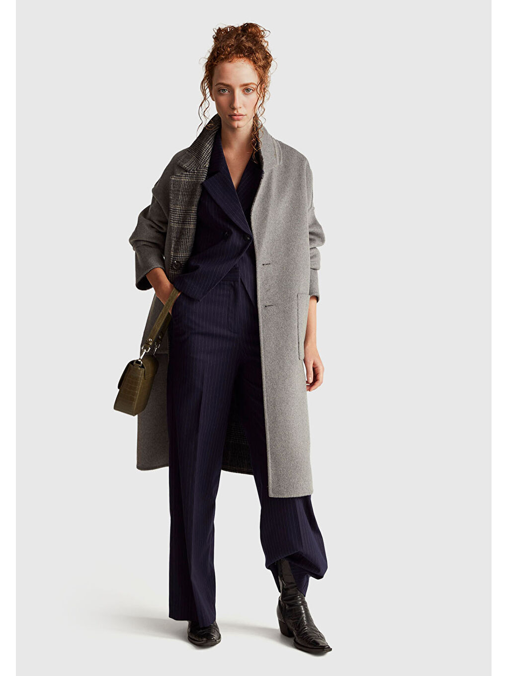 Kadın Lacivert Desenli Viskoz Karışımlı Düğmeli Kruvaze Yelek-4