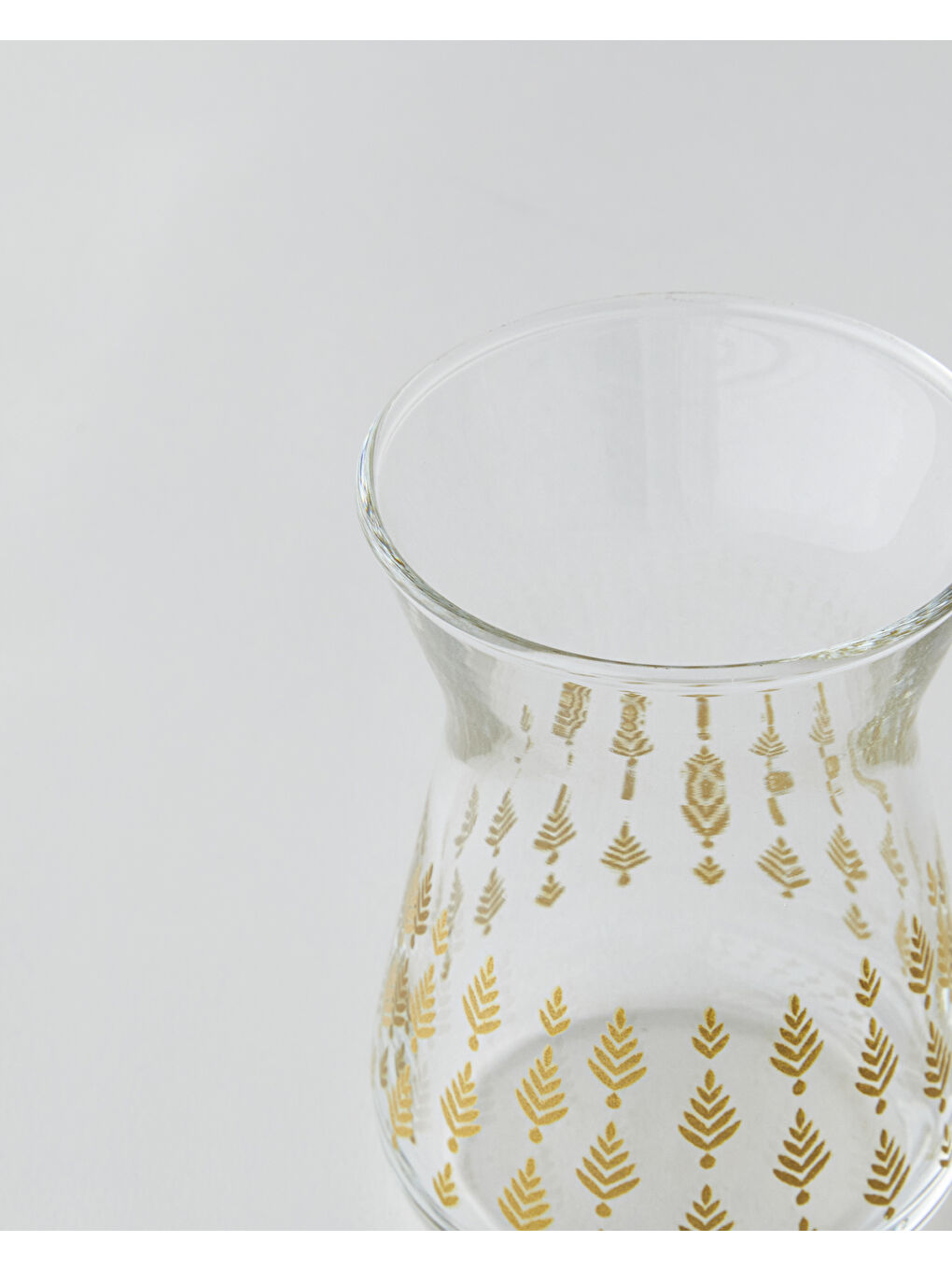 Renksiz Gold Leaves Cam 6'lı Çay Bardağı 132 ml Şeffaf-Gold-3