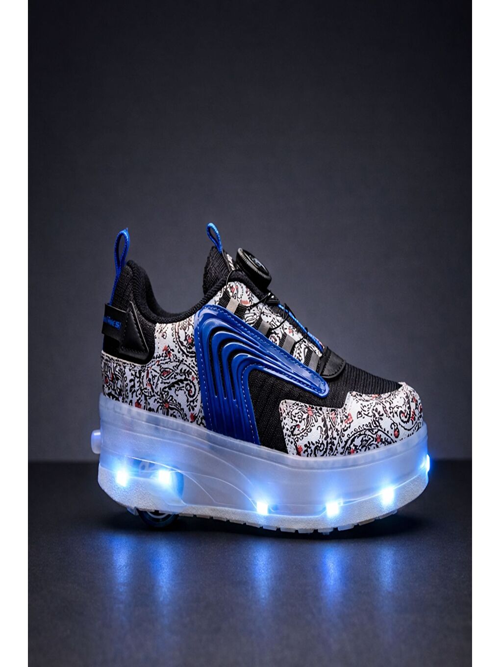 Siyah FLOW Çocuk Işıklı Patenli Tekerlekli Sneaker Spor Ayakkabı-1