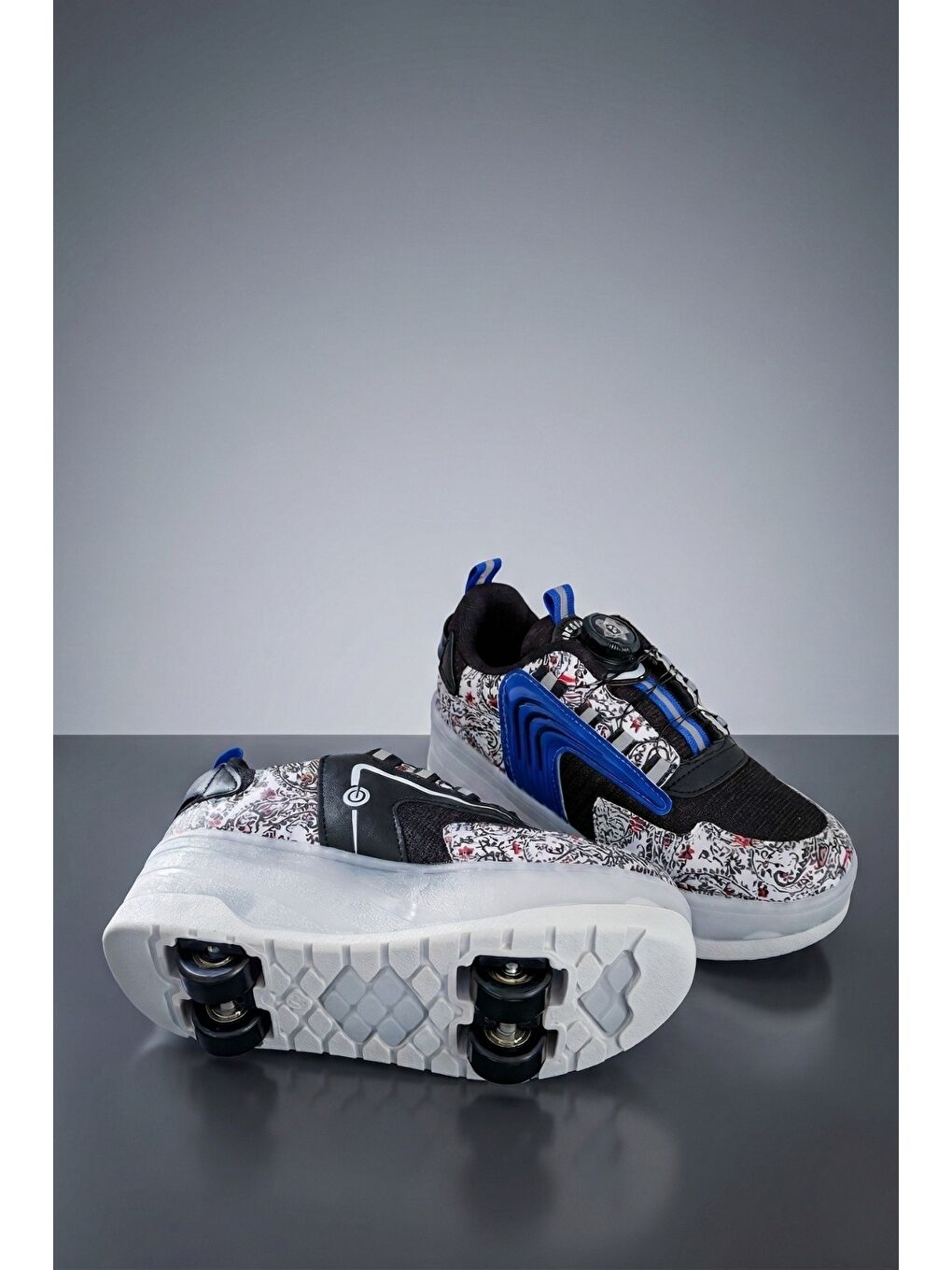 Siyah FLOW Çocuk Işıklı Patenli Tekerlekli Sneaker Spor Ayakkabı-2