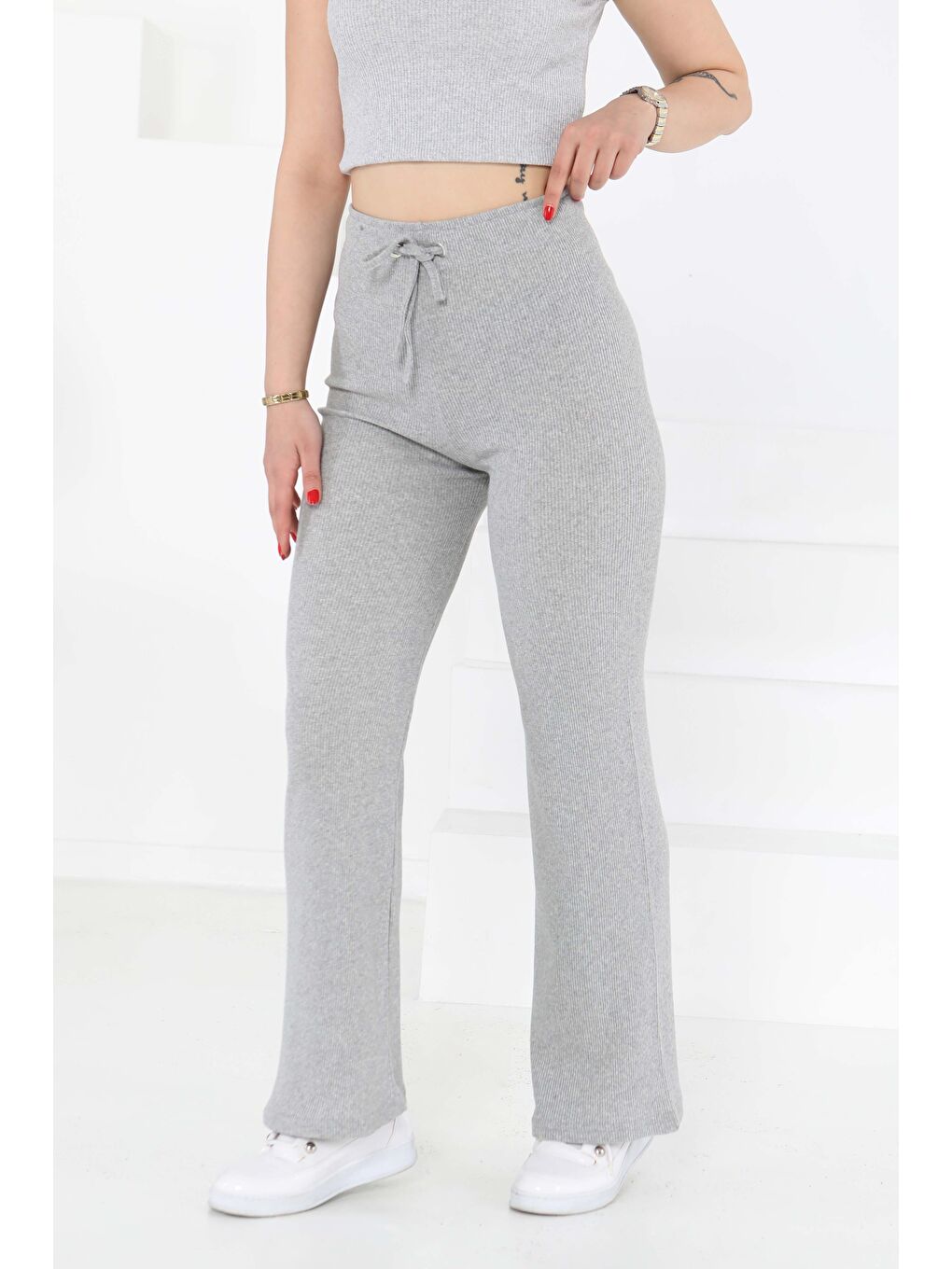 Kuşgözlü Pantolon Gri - 27133-1