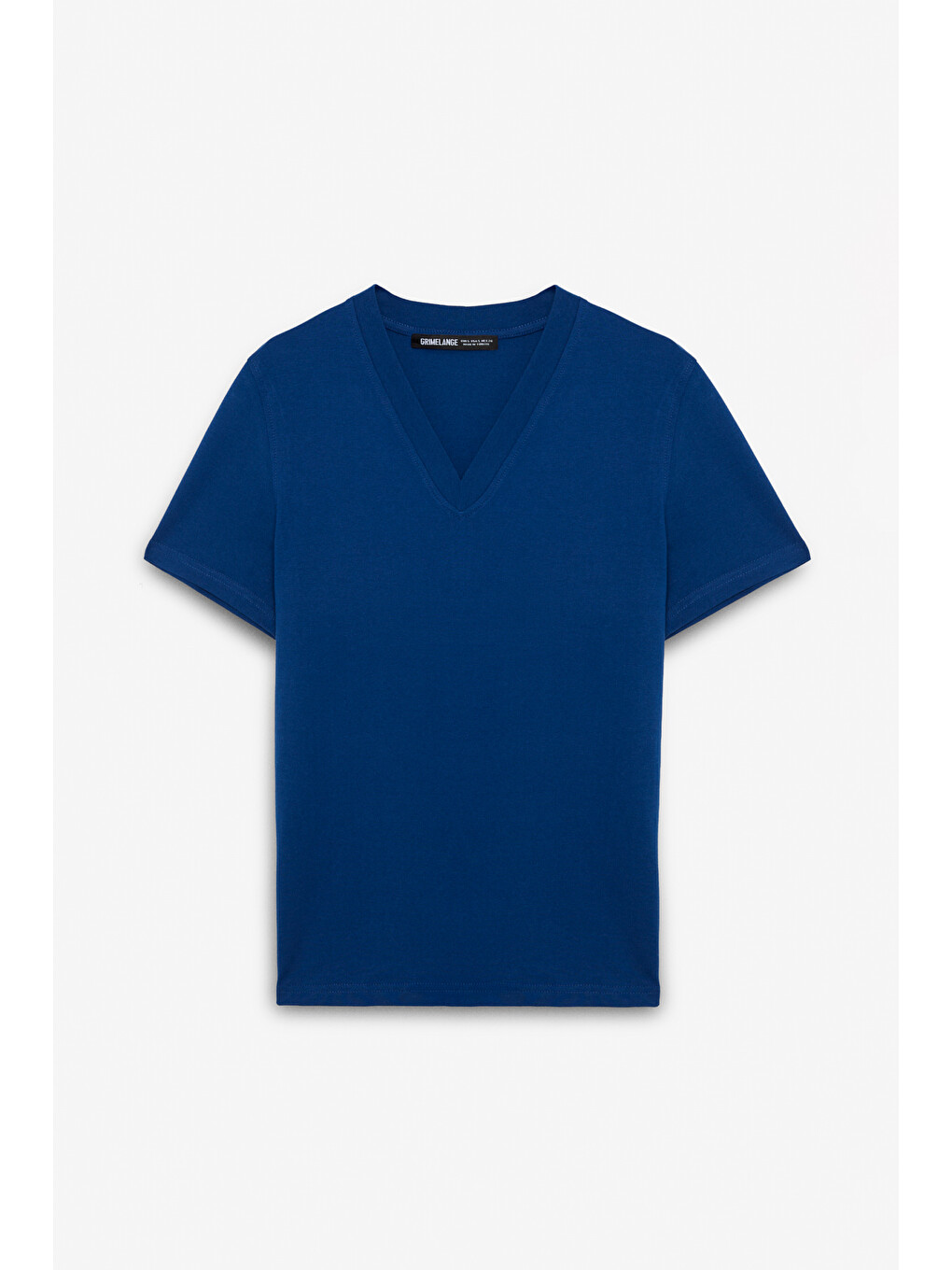Alıne Kadın %100 Organik Pamuk Derin V Yakalı Comfort Fit Petrol-mavi T-shirt